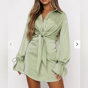 FashionNova sage green shirt dress